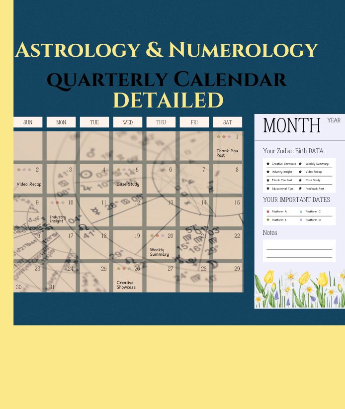 Detailed astrology calendar with ORACLE Psychic reading